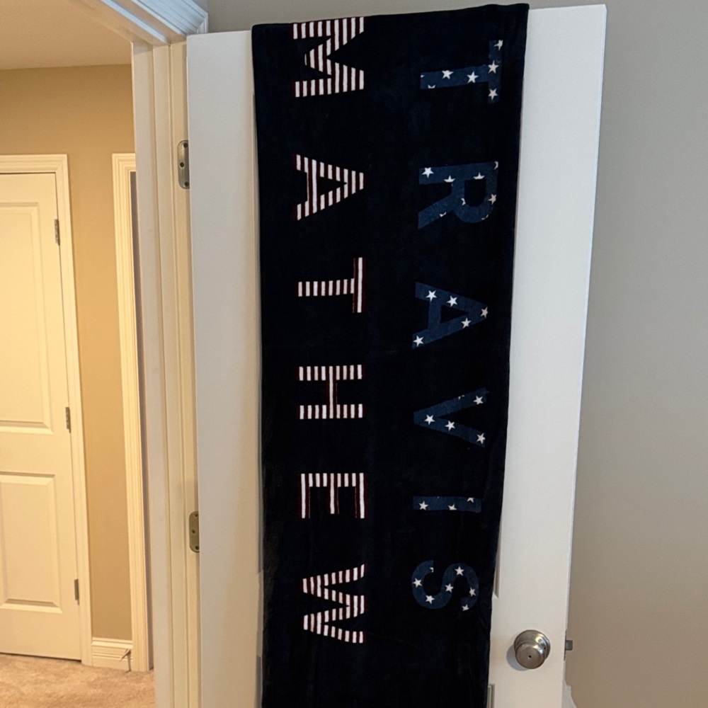 New! Travis Mathew Patriotic Beqch Towel with Star Accents